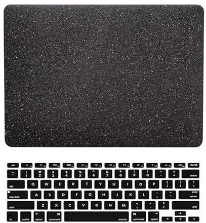 Funda Compatible con Macbook Pro 13 Pulgadas 2015 2014 2013 2012 Versión Modelo A1425 A1502 con Pantalla Retina, Carcasa Protectora de Piel Lisa de Colores & Cubierta de Teclado, Negro