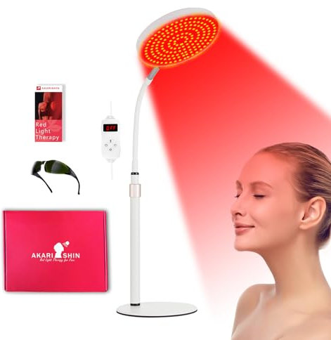 Arikashin Red Light Therapy Lamp for Face- Facial and Body Treatment with Adjustable Height Stand, 120 LEDs, 590nm, 660nm, 660nm+940nm - Alleviate Muscle Soreness, Skin Vitality