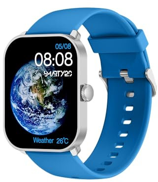 SMARTY2.0 - Smartwatch SW070E - Assistente Vocale, Chiamate Bluetooth, Contapassi, 31 Modalità Sport, Display da 1.78 - Cinturino in Silicone - Dimensioni 45x36.6x10.7 mm, Colore Azzurro