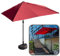 DSKJHI Demi-parasol rectangulaire avec base et manivelle simple, hauteur 225 cm/245 cm, Rouge, 200x100cm