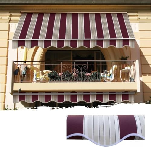 Tenda da sole a caduta 300x250 cm Bordeaux/Crema, con braccetti e mantovana per balcone esterno, tessuto impermeabile 280gr/mq