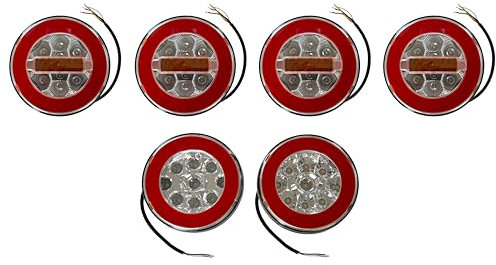 MelTruck® 6x Rund Neon LED Rückleuchte Rückfahrleuchte Nebelschlußleuchte SET für Anhänger