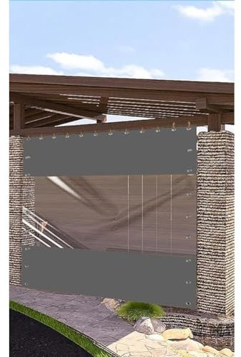 Außenterrasse Abdeckplane Vinyl Vorhang, Pergola Tür Hängender Schirm Mit Sichtfenster - Teiler Regen Und Wind, 20 Mil, Mit Rostfreien Ösen (Farbe : Gray Side, Größe : 3x2.8m)