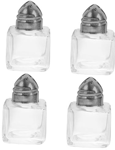 Garneck 4pcs Condiment Containers Mini Shakers Set Glass Pepper Bottle Salt Jar Household Spice Bottles