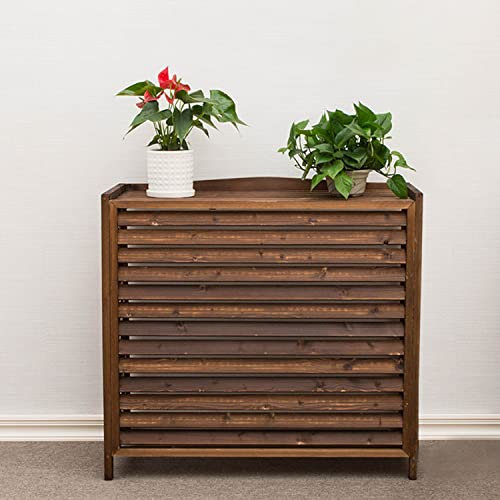 Wooden Air Conditioner Cover, Air Conditioning Covers Outdoor, Shelf Plant Storage, Flower Shelf Decorative Balcony, Weatherproof Shutters Central/120 * 58 * 100Cm (110 * 51 * 85Cm) ()