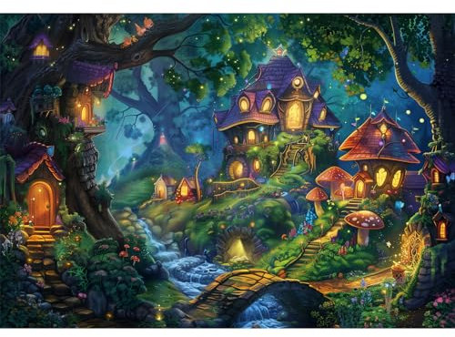 MISITU Puzzle 100 Teile für Erwachsene, Alice Magisches Pilzhaus 100 Teile Kinderpuzzle