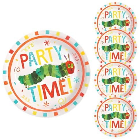 Raupenteller mit Nimmersatt, Partyzubehör, passt gut zu hungrigen Raupendekorationen, Bündel mit 24 Tellern, 17,8 cm