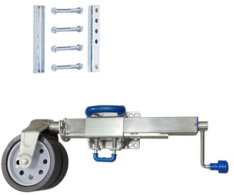 QICBYING Teleskopstützrad - 360° Anhänger Stützrad Halterung Mit 20cm Doppelrad, Hebe- Und Schwenkbare Anhängerstütze, Schwerlast Anhänger Stützrad, Tragfähigkeit 760kg, Für Anhänger, Wohnwagen