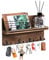 homdat Porte Clef Mural Bois, Plaque à Clés en Bois avec 4 Double Crochets, Boîte à Clés Vintage avec étagère, pour Salon, Salle de Bain, Cuisine, Les Entrées, Couloirs