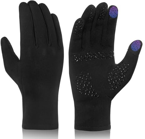 RIGWARL Touchscreen Handschuhe, Skihandschuhe Handschuhfutter Thermo Handschuhe Winter mit Anti-Rutsch Silikon Handfläche, Warme Winddichte Fahrradhandschuhe für Laufen, Fahren, Radfahren, Wandern