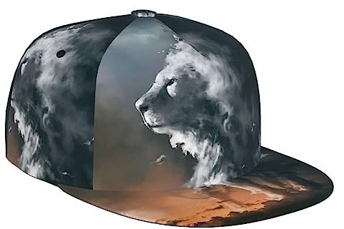 UnisexCloud Lion Baseballkappe 3D verstellbare Baseballkappen Hip Hop Flat Hats Schwarz
