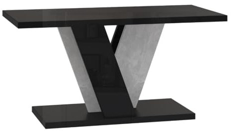 PROROOM FURNITURE - Nevi Mini - Couchtisch 110x70 Höhe 60 cm - Kaffeetisch Rechteckig - Sofatisch - Coffee Table - Wohnzimmertisch Modern - Beistelltisch Klein - Schwarz Hochglanz/Steinoptik