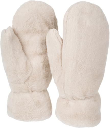 styleBREAKER Damen Fäustlinge aus kuscheligem Fake Fur Material - Weiche und warme Kunstfell Winterhandschuhe 09010050, Farbe:Beige
