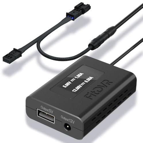 Dashcam Power Adapter (3-Pin) Suitable for Audi Volkswagen Porsche (Q4 A3 SQ5 RS6 S8 Golf R 911 Taycan, ect.) LED display USB Power, Connect to Rain Sensor, 5V 12V Output, Easy to Install D3-025
