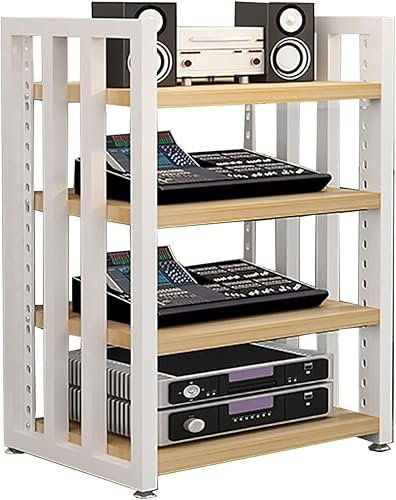 Yoeoefuo HiFi Rack Stereo-Rack Plattenspieler Regal 4-stufige Multimedia-Rack HiFi-Möbelsystem Mit Verstellbaren Ablagen HiFi-Komponenten-Rack Für Zuhause Büro Audio-Video DJ Theater(Style 3)