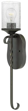 Licht-Erlebnisse Wandleuchte Metall Glas E27 H: 58,6 cm Schwarz Antik Rustikal Ambientebeleuchtung Wohnzimmer Flurlampe Wand Wandfackel