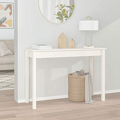 ShGaxin Table console blanche 110 x 40 x 75 cm en pin massif, table d'appoint, table basse, table de canapé