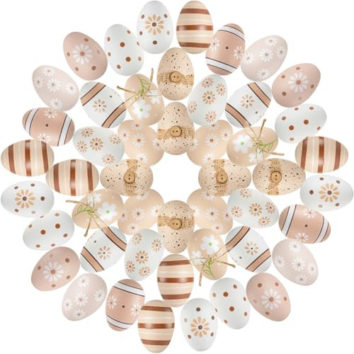 48 Pezzi Ovetti Pasquali,Uova di Pasqua Decorative,Uovo di Pasqua,Decorazioni Pasquali,Decorazioni Pasquali da Appendere,Easter Egg(6 cm * 4 cm)
