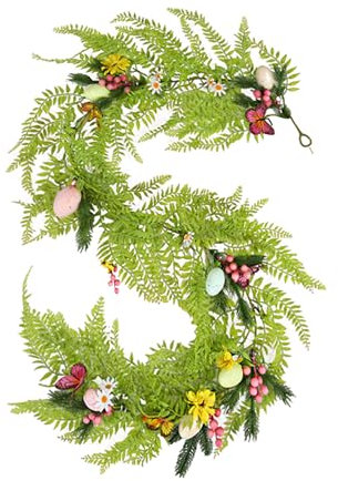Ostergirlande zum Aufhängen, 2M Girlande Ostern mit Ostereiern und Blumen, Künstliche Osterdeko Girlande, Ostern Deko Girlande Frühling, Ostern Girlande für Zuhause, Kamin, Tisch, Ostern Deko (A)