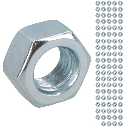 M12 x 1.75mm Hex Full Nut Fastener Hexagonal Metric Nuts Grade 8 Zinc Plated 100pk
