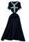 Women's Patchwork Long Denim Dress Crewneck Short Sleeve Dress Splicing Slim Knitted Dress Black One Size
