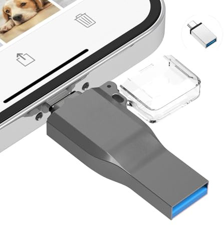 Chasisna Memoria Esterna da 64GB, Compatibile con phone, pad, tablet, PC e smartphone Android con supporto USB C. Design 3 in 1, trasferimento rapido di foto e video.