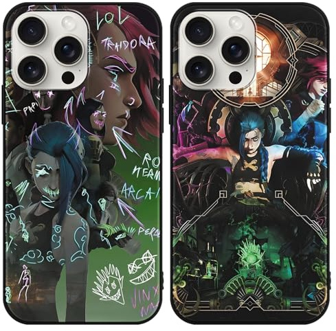 TBNMBGY 2 Stück Schwarz Handyhülle für iPhone 13 iPhone 14 6,1 Hülle,Cartoon Anime Aesthetic Game Muster Ganzkörper Handyhülle mit Seidig-Weicher Berühren,Stoßfest Schutzhülle,Junge
