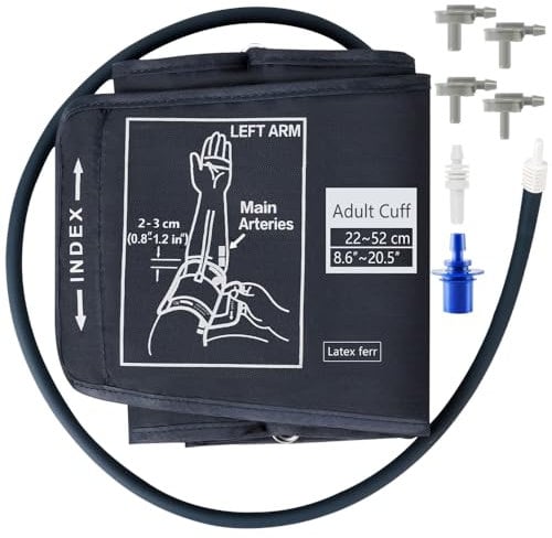 Brazalete grande compatible con la mayoría de monitores de presión arterial de 9 a 21 pulgadas (22-52 cm), brazalete de repuesto para brazo grande (XL)