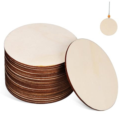 Milisten 4 Sätze Holzspäne Selber Machen Runde Scheibenverzierung Rundes Scheibenornament Wohnkultur Kreise Loggen Platten Runden Runder Holzkreis Pappel 20 Stück * 4