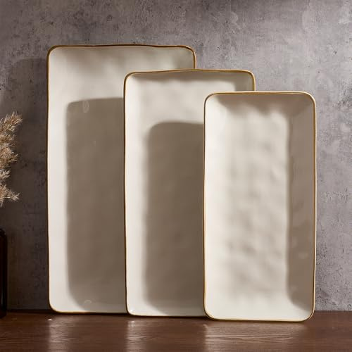 Richmount Ocean Oval Steinzeug Servierplatte 3er Set, Beige