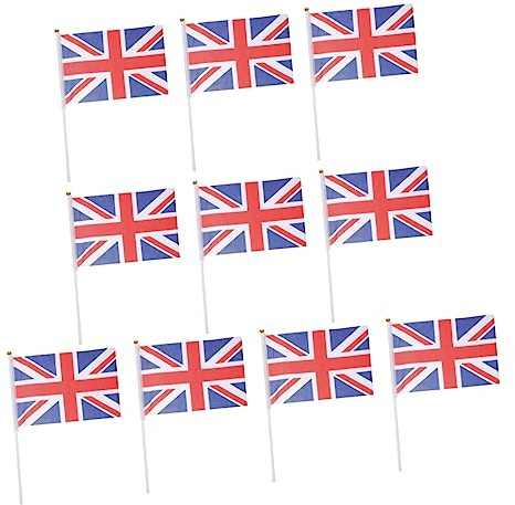 Abaodam 10pièces Drapeau à Main Britannique Drapeau Anglais De Club Sportif National Avec Manche D'extérieur