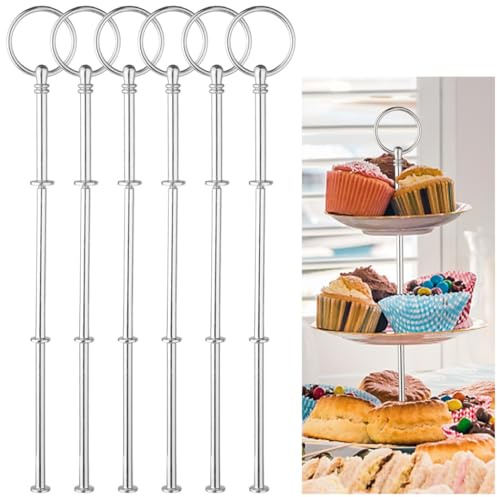 Texvora 6 Pcs Cupcake Stand Fittings, Interchangeable 2 Or 3 Tier Plate Hardware For Resin Cake Stands, Ideal For Wedding And Party Decor