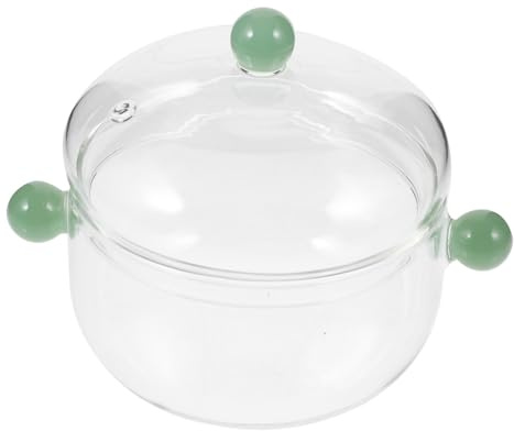 ULTECHNOVO Casseruola in Vetro Resistente al Calore con Doppio Manico | Uso Domestico per Stufati e Pasta, Capienza Ampia, Colore Verde Chiaro, Aspetto Elegante e Trasparente