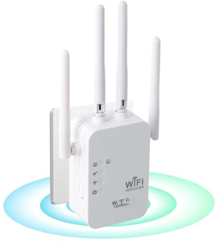 Ziyonix Ripetitore WiFi Potente per Casa, 1200Mbps Dual Band 2.4G/5G Estensore WIFI 5G Extender Potente per Casa Amplificatore Extender con 4 Antenne per l'estensione Segnale WiFi in Ufficio e Casa