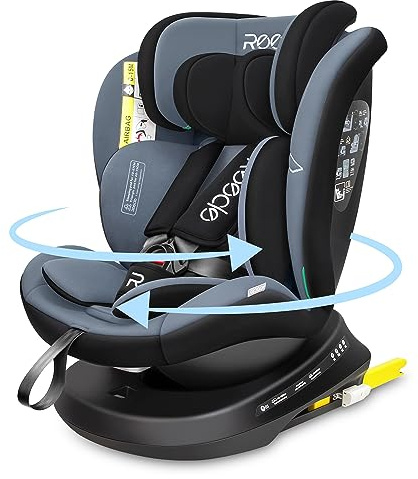 Reecle I-Size 360 Girevole Seggiolino Auto con ISOFIX, 40-150cm(Gruppo 0 + 1/2/3, 0-36 kg), ca. 0-12 anni (Nero)