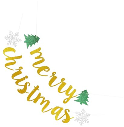 Veemoon Weihnachtsfahne Glitzerpuder-wimpelkette Partybanner Dekobanner Papierbanner mit Frohe Weihnachten Schriftzug Roségold Farbe