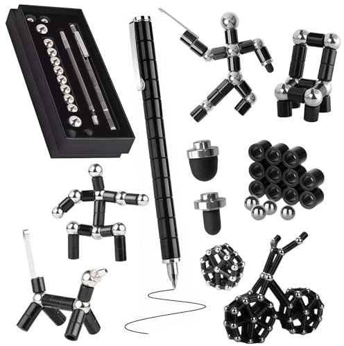 Fidget Magnetic Pen-Decompression Ballpoint Pen-Black for Stress Relief, Unique Birthday for Men, Teens, Boys & Girls, Cool Gadget, 1PCS