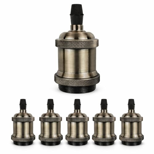 Zenovate Douille E27 Vintage 6 Pièces, Vintage E27 Douille de Lampe, Support de Lampe Rétro en Métal et Céramique, Douille Edison pour Suspensions, Plafonniers & Projets DIY