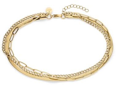 s.Oliver Damen Schmuck – Dreireihige Sleek Halsketten, Armbänder und Fußketten aus Edelstahl in verschiedenen Farben – Modern, Zeitlos & Alltagstauglich