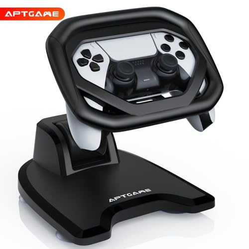 APTGAME PS5 Rennlenkradständer für PS5/PS5 Elite Controller, lenkrad ps5 mit 4 Tischsaugnäpfen für PlayStation 5 Dualsense Controller – Stabiler & Zuverlässiger Für Immersives Rennvergnügen