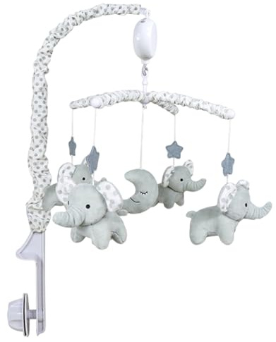 -Mobile Mit Musik Für Das Babybett – Drehbares Plüsch-Spielzeug-Mobile | Kontrastreicher Elefant Ḿobile Mit Aufziehbarer Spieluhr Für Kinderzimmer, Kinderbett, Wiegenbabys, Weich, Hautfreundlich U