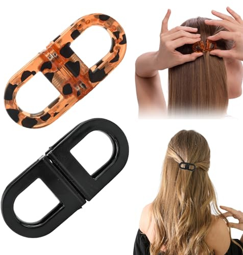Intelligente Magnetische Haarspangen, Magnetic Hair Clips, Starker Halt, Rutschfeste Haarclips für Einfache Alltagsfrisuren, Geeignet für Alle Haartypen(Schwarz + Leopardenmuster)