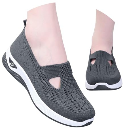 Orthopädische Schuhe Damen Atmungsaktive Sommerschuhe Mesh Sneaker Leicht Sportschuhe Weite H Laufschuhe Slip on Sneakers Damenschuhe Bequeme Diabetiker Schuhe Sommer Outdoor Turnschuhe