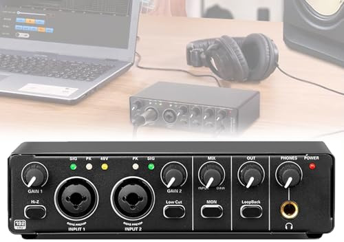 USB Audio Interface, 24-Bit/192kHz Mixer mit Mikrofonvorverstärker für Live-Streaming und Aufnahme