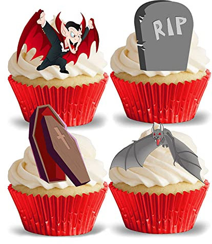 Anglesit PRE-CUT VAMPIRE & ACCESSORIES EDIBLE RICE/WAFER PAPER CUPCAKE CAKE TOPPERS HALLOWEEN PARTY DECORATIONS