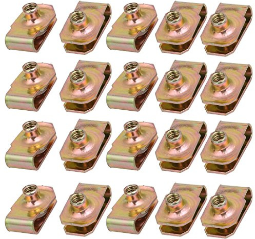 Sourcingmap 20pcs 65Mn Spring Steel Speed Fastener U Nut Clip Brass Tone for M5 Screw Bolt