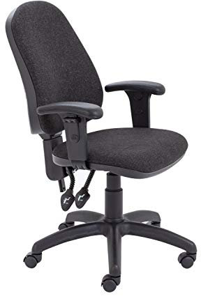 Office Hippo Office Chair With Height Adjustable Arms, Computer Desk Chair with Curved Back, Swivel Chair with Adjustable Backrest, Home Office Chair with Wheels, Max 115kg, 2 Year Wty - Charcoal