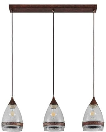 Lindby Pendelleuchte Millina (Retro, Vintage Antik) in Braun aus Glas (3 flammig E27) - Deckenlampe Esstischlampe Hängelampe Hängeleuchte Küchenleuchte