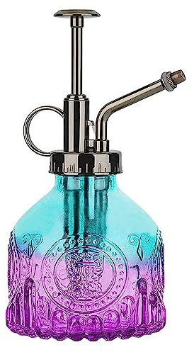 ZIUHEOA Plant Mister Glass Watering Spray Bottle 6.4 Tall Watering Can Retro High-Atomization Nozzle Sealed Leak-Proof,for Garden Plants Flower (Blue-violet gradient)