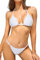 SHEKINI Damen Bikini Set Klassischer Triangel Rückenfrei Bikinioberteil Verstellbare Bademode Brasilianer Niedrige Taille Tanga Bikinihose Zweiteiliger Badeanzug(S,Weiß B)